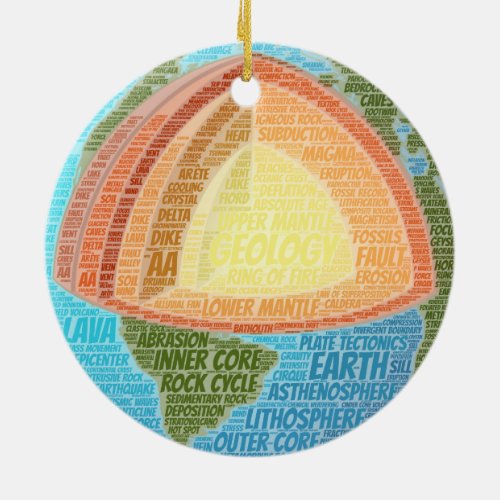 Geology Word Cloud Ceramic Ornament