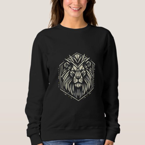 Geomajestic Lion A Symbolic Fusion Sweatshirt
