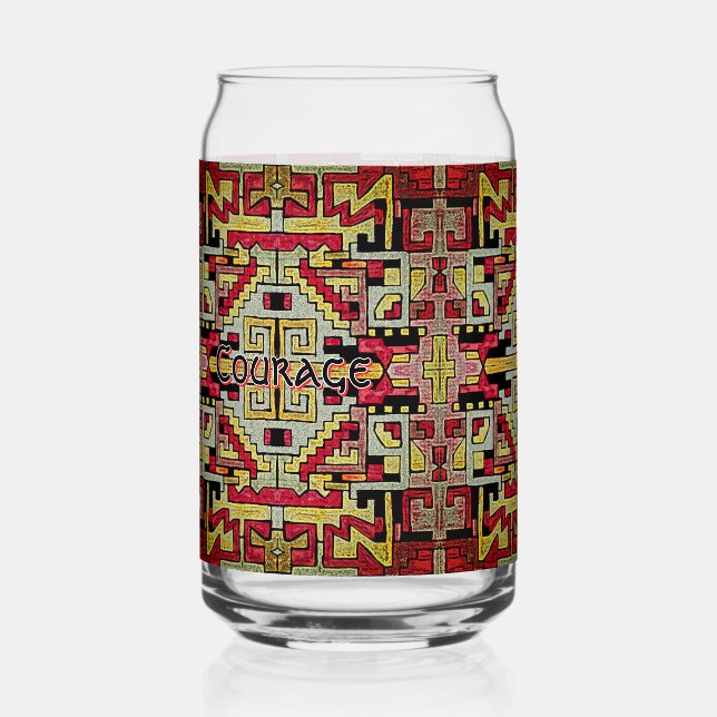 Geomethric Tribal/Ethnic Pattern Can Glass (Back)
