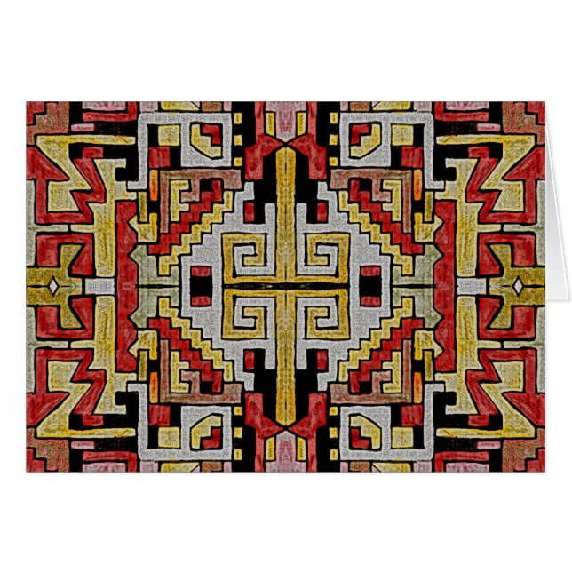 Geomethric Tribal/Ethnic Pattern red & yellow Cards (Front Horizontal)