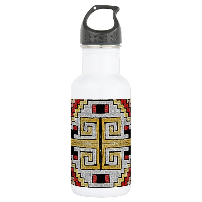 Geomethric Tribal/Ethnic Pattern Water Bottle (Front)