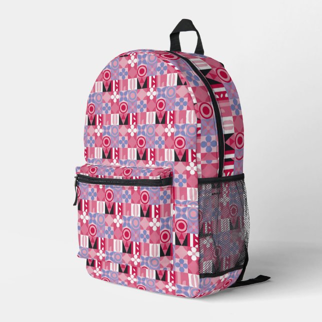 geometic tiles printed backpack (Back Corner Right)