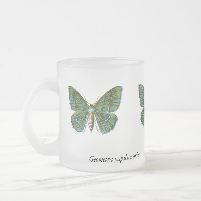 Geometra papilionaria - The Large Emerald Moth Frosted Glass Coffee Mug (Left)
