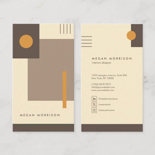 geometria bauhaus retro brown beige business card (Creator Uploaded)
