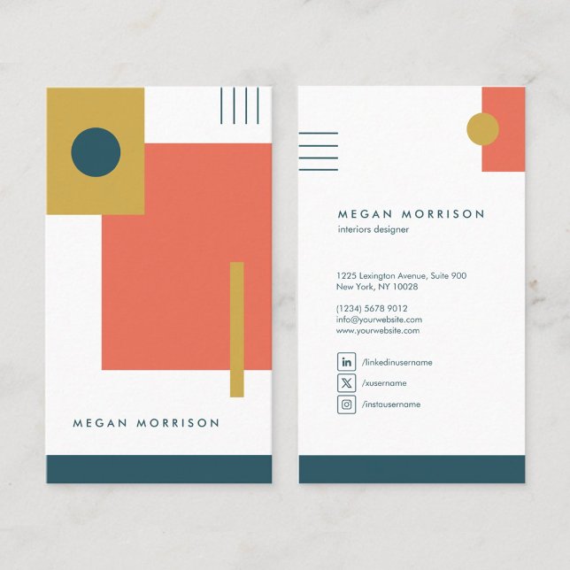geometria bauhaus retro yellow red business card (Creator Uploaded)