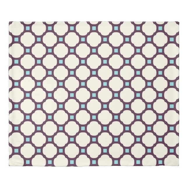 Geometric 007 neutral & blue duvet cover (Front)