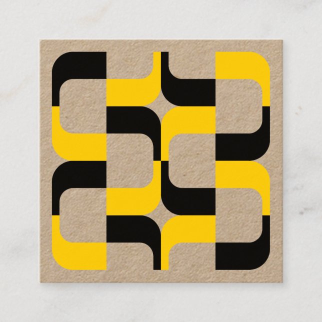 Geometric 020614 - Black and Amber Square Business Card (Front)
