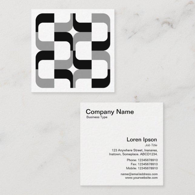 Geometric 020614 - Black and Gray Square Business Card (Front/Back)