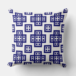 Geometric 030614 - Deep Navy on White Throw Pillow