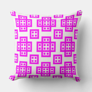 Geometric 030614 - Magenta on White Throw Pillow