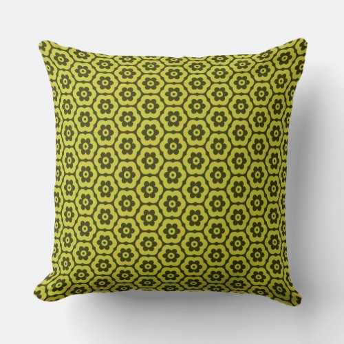 Geometric 280514 03 _ Banana and Dark Olive Throw Pillow