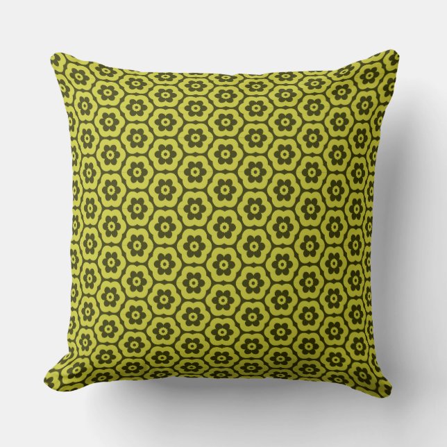 Geometric 280514 (03) - Banana and Dark Olive Throw Pillow (Front)