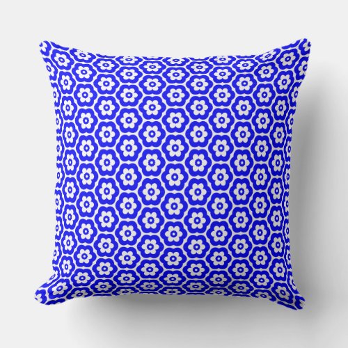 Geometric 280514 03 _ Blue on White Throw Pillow