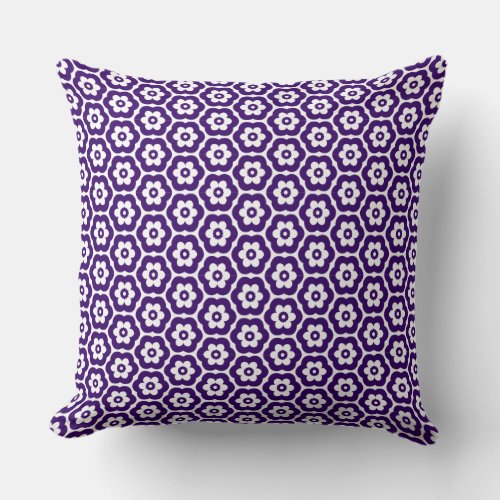 Geometric 280514 03 _ Deep Purple on White Throw Pillow