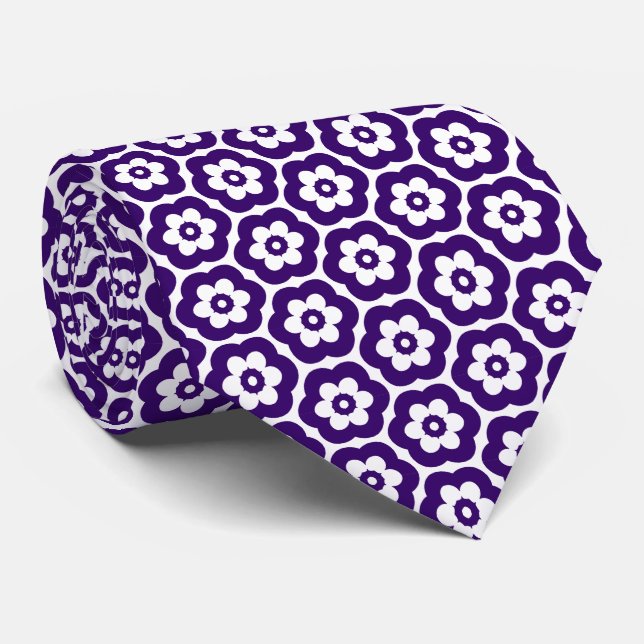 Geometric 280514 (03) - Deep Purple on Yellow Neck Tie (Rolled)