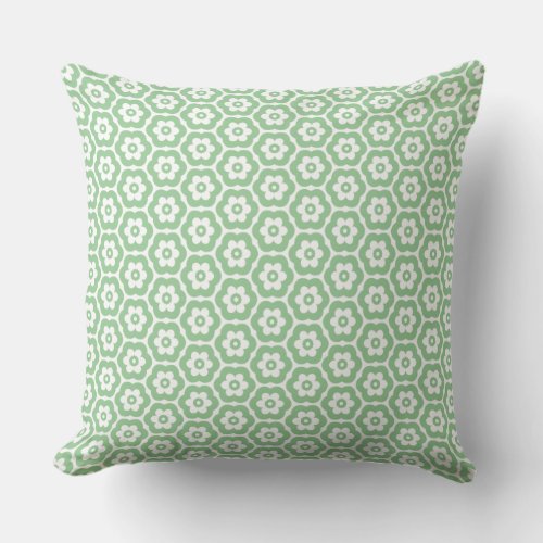 Geometric 280514 03 _ Faded Green on White Throw Pillow