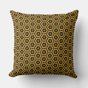 Geometric 280514 (03) - Gold Brown and Black Throw Pillow