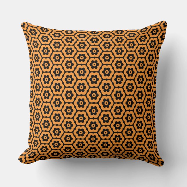 Geometric 280514 (03) - Light Orange and Black Throw Pillow (Front)
