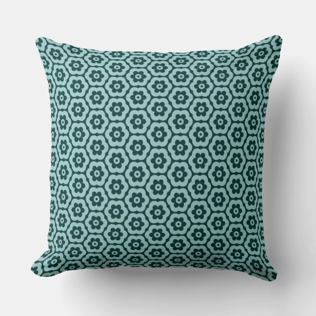 Geometric 280514 (03) - Lt Blue Green on Dk Moss Throw Pillow (Front)
