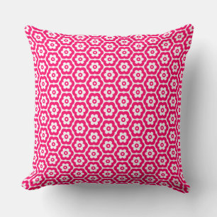 Geometric 280514 (03) - Neon Red on White Throw Pillow