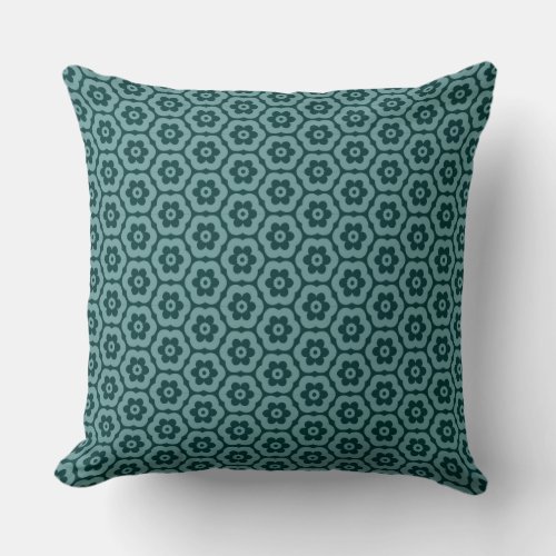 Geometric 280514 03 _ Ocean Green on Dk Moss Throw Pillow