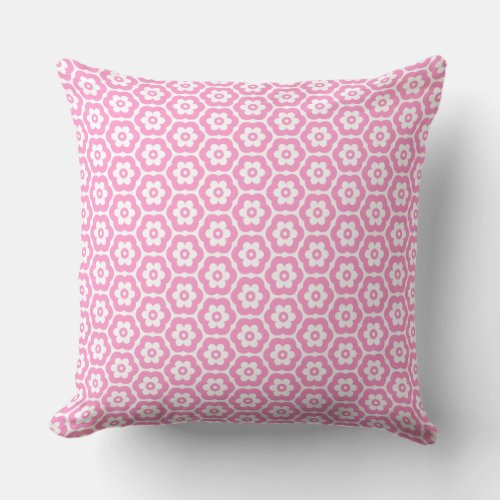 Geometric 280514 03 _ Pink on White Throw Pillow