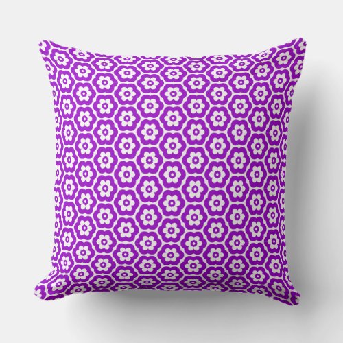 Geometric 280514 03 _ Purple on White Throw Pillow