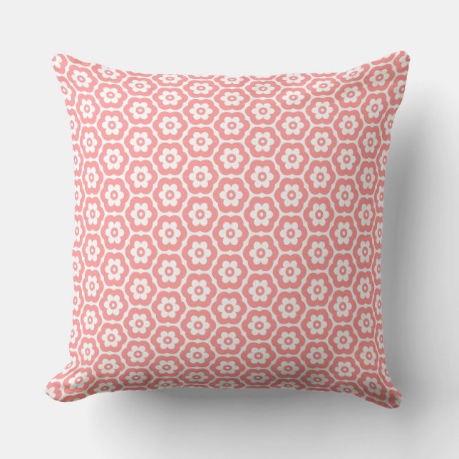 Geometric 280514 (03) - Soft Pink on White Throw Pillow (Front)