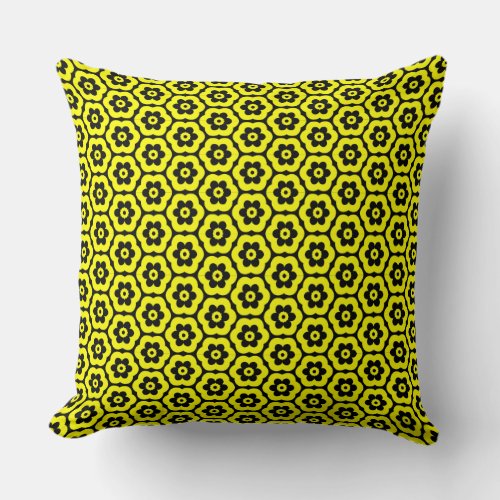 Geometric 280514 03 _ Yellow on Black Throw Pillow