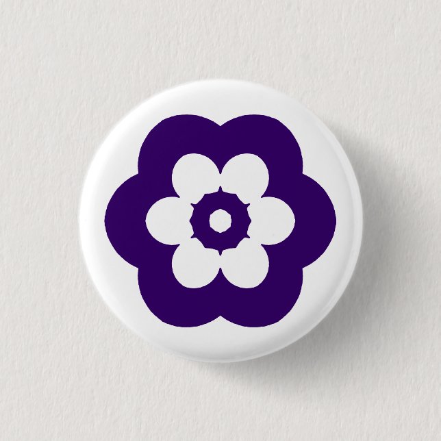 Geometric 290514 (3) - Deep Purple on White Button (Front)