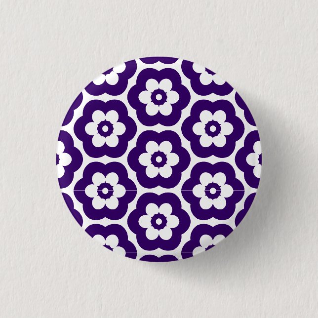 Geometric 290514 (3) - Deep Purple on White Pinback Button (Front)