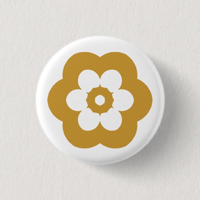 Geometric 290514 (3) - Gold Brown on White Pinback Button (Front)
