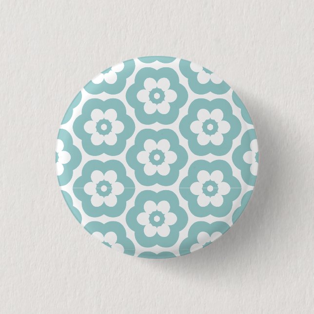 Geometric 290514 (3) - Light Blue Green on White Button (Front)