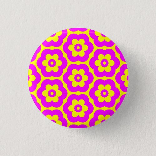 Geometric 290514 3 _ Magenta on Yellow Pinback Button