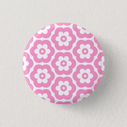 Geometric 290514 3 _ Pink on White Pinback Button