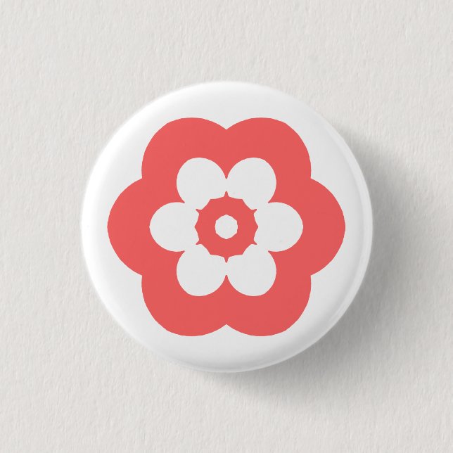 Geometric 290514 (3) - Tropical Pink on White Button (Front)