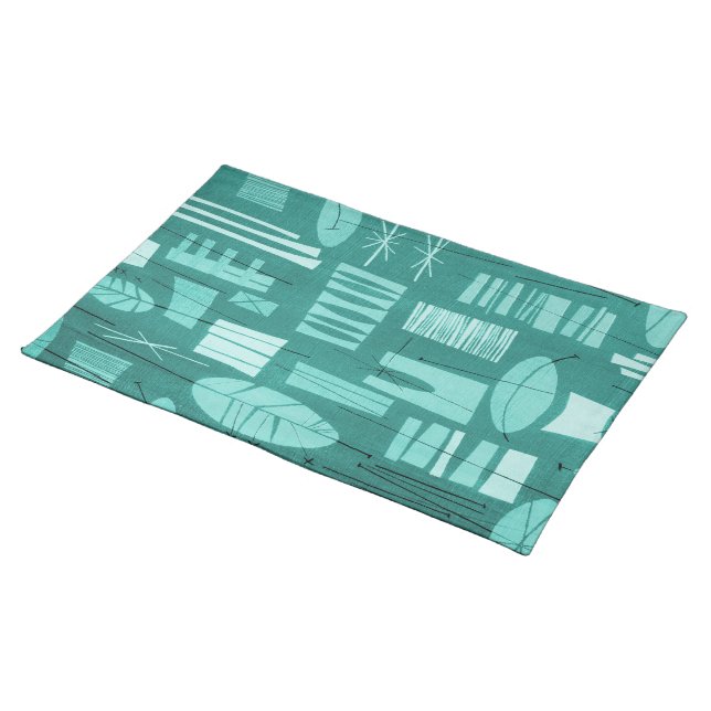 GEOMETRIC 2 MoJo Placemat - AQUA MARINE (On Table)