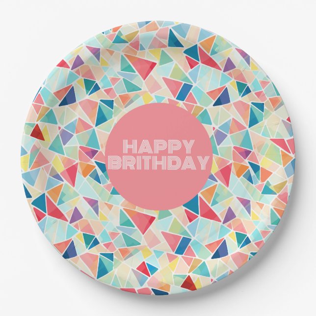 Geometric 2K Pattern Pair of Flip Flops Paper Plates (Front)