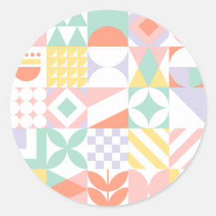 geometric #32 classic round sticker
