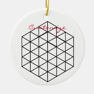 Geometric 3-D Cube Thunder_Cove Ceramic Ornament