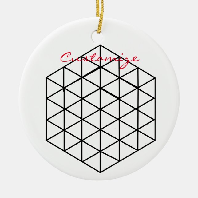 Geometric 3-D Cube Thunder_Cove Ceramic Ornament (Front)