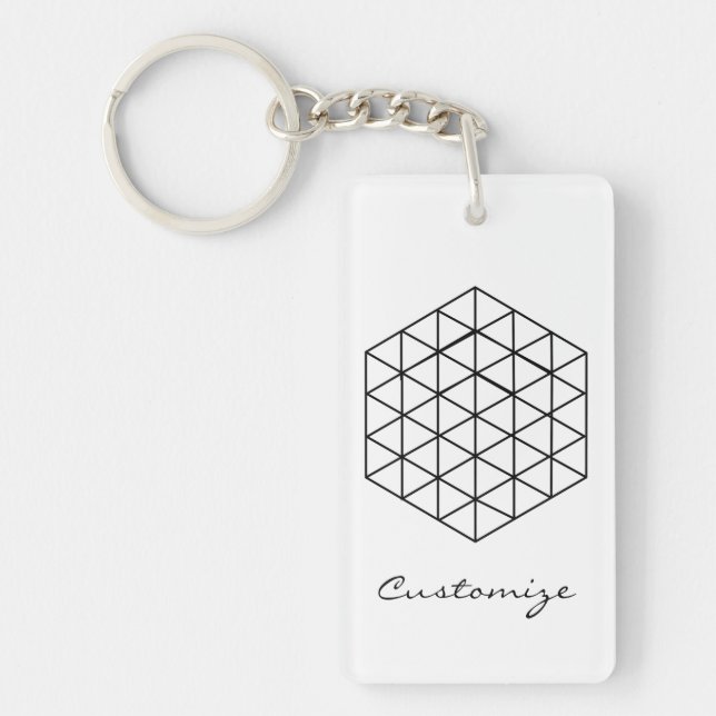 Geometric 3-D Cube Thunder_Cove Keychain (Front)