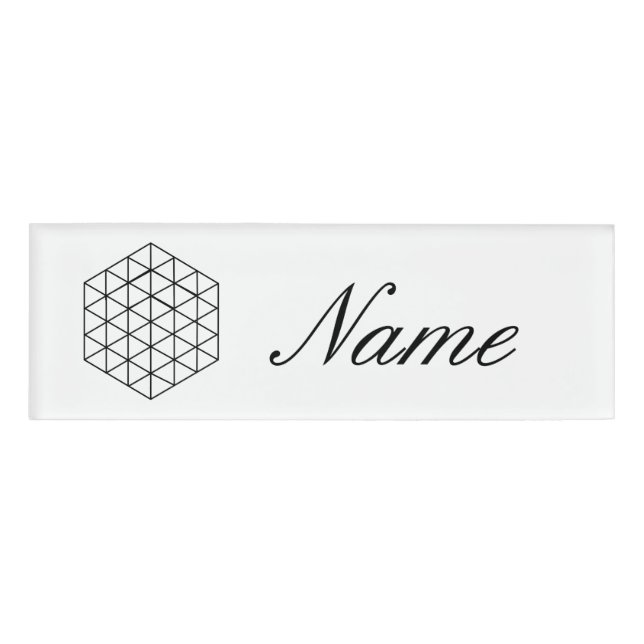 Geometric 3-D Cube Thunder_Cove Name Tag (Front)