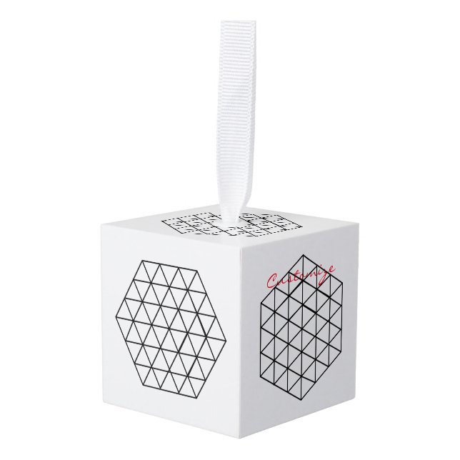 Geometric 3-D Cube Thunder_Cove Ornament (Front Angled)
