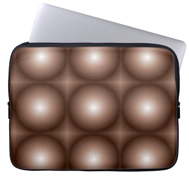Geometric 3D Circle Dark Brown Mocha Mousse White  Laptop Sleeve (Front)