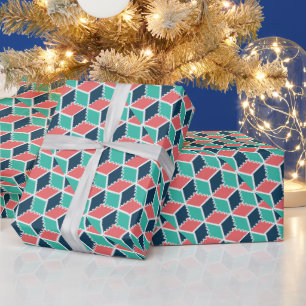 Geometric 3D Cube Pattern Wrapping Paper – Modern
