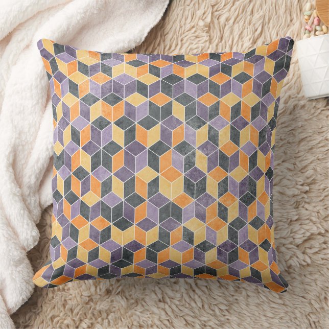 Geometric 3D Cube Seamless Pattern Throw Pillow (Blanket)