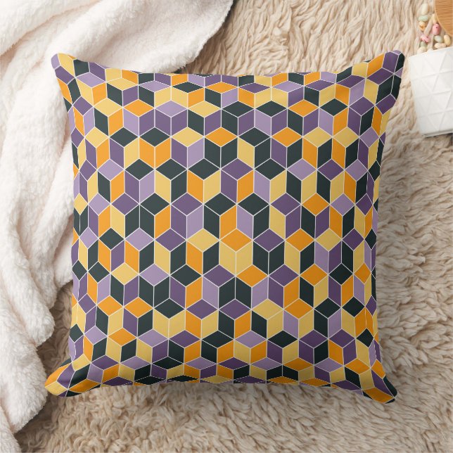 Geometric 3D Cube Seamless Pattern Throw Pillow (Blanket)