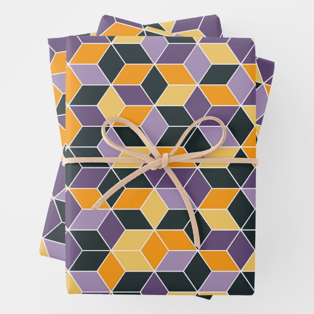 Geometric 3D Cube Seamless Pattern Wrapping Paper Sheets (In situ)
