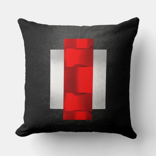 Geometric 3D Dimensional Red Black Gray Silver Throw Pillow